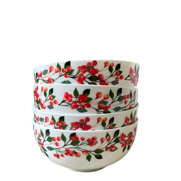 MIKASA Cardinal Leaves Porcelain Bowl 6in Set of 4 All Purpose NEW - Picture 7 of 10